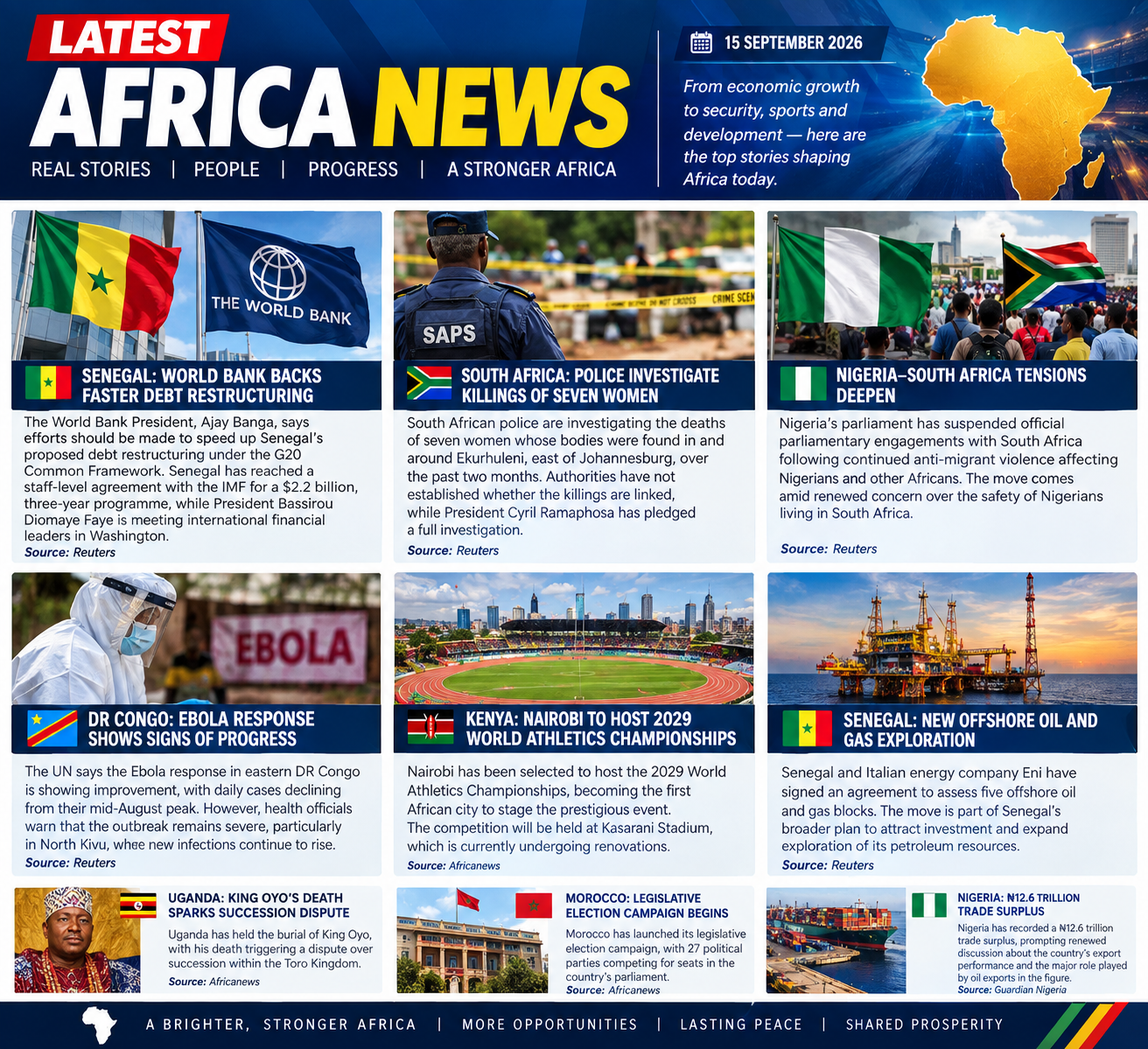 AFRICA NEWS & DEVELOPMENTS FOR SEPTEMBER 15TH
